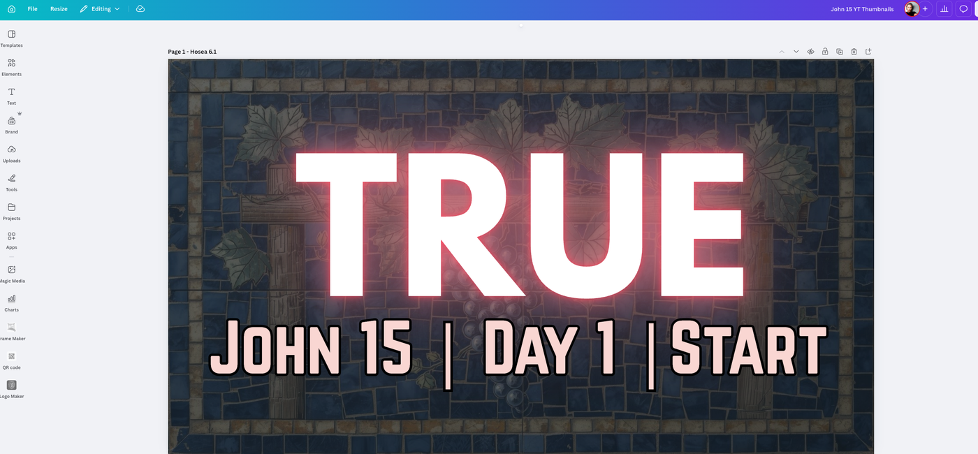 Thumbnail iteration in Canva