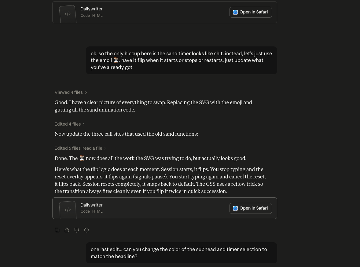 Iteration loop — refining the timer mechanic